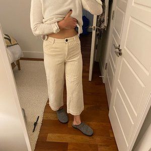H&M  Highrise ivory corduroy pants